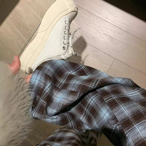 Vintage American relaxed style straight-leg casual pants for women, high-waisted, spring and autumn, plus-size, slimming pear-shaped wide-leg pants