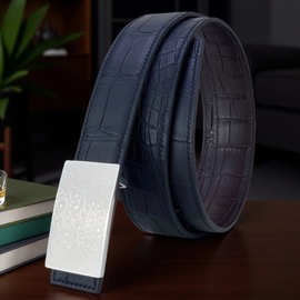 双面尼罗鳄鱼皮带男士真皮休闲商务定制纯手工缝线皮腰带商务休闲