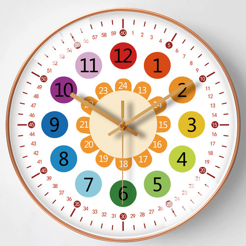 【8英寸20cm】钟表挂钟客厅家用早教时钟现代儿童房挂墙静音时钟