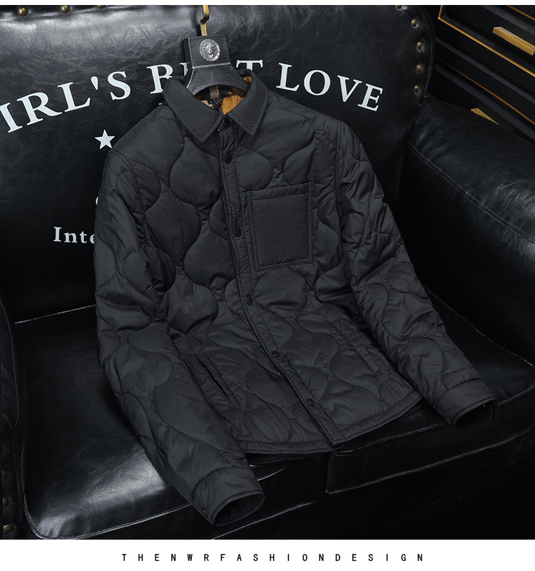 Veste slim style coréen pour homme – Manteau en coton à revers diamants – Vêtements d'extérieur décontractés tendance pour le printemps et l'automne_voghion.com