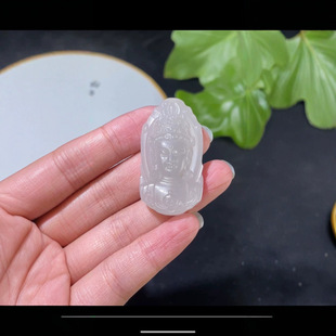Jin Yu Tang Xinjiang [Guanyin] Exquisite Hetian Jade Guanyin Pendant Lotus Root Starch Slightly Purple Natural Color