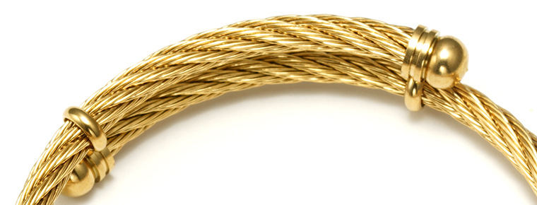 Real Gold Plated Round Key Lock 304 Stainless Steel Retro Religion Waterproof Non Tarnish Titanium Steel Bangle display picture 4