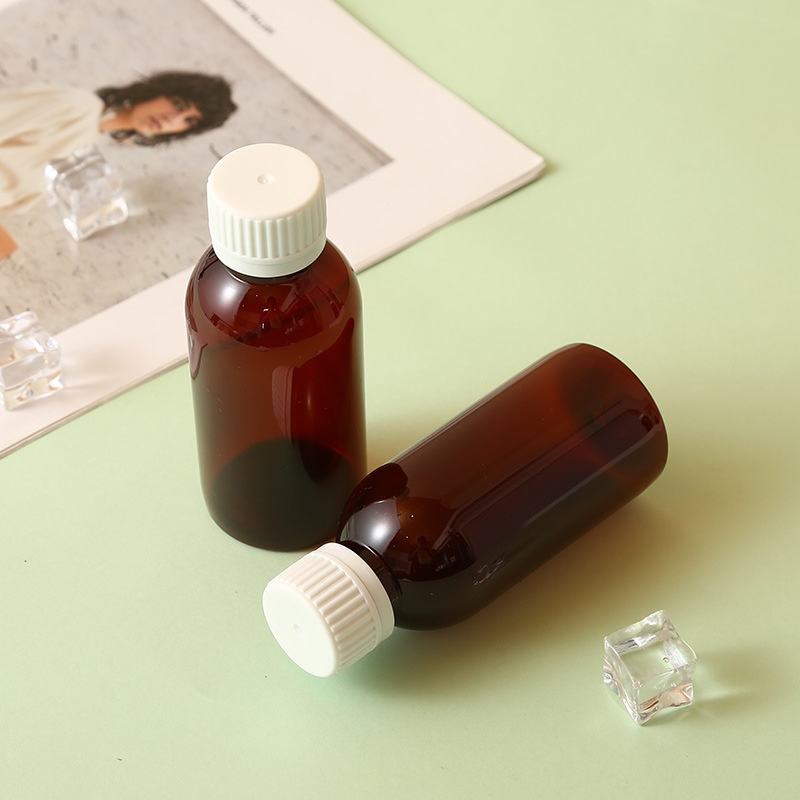 厂家120/125ml透明棕色口服液塑料瓶PET液体瓶洗手液无刻度塑料瓶
