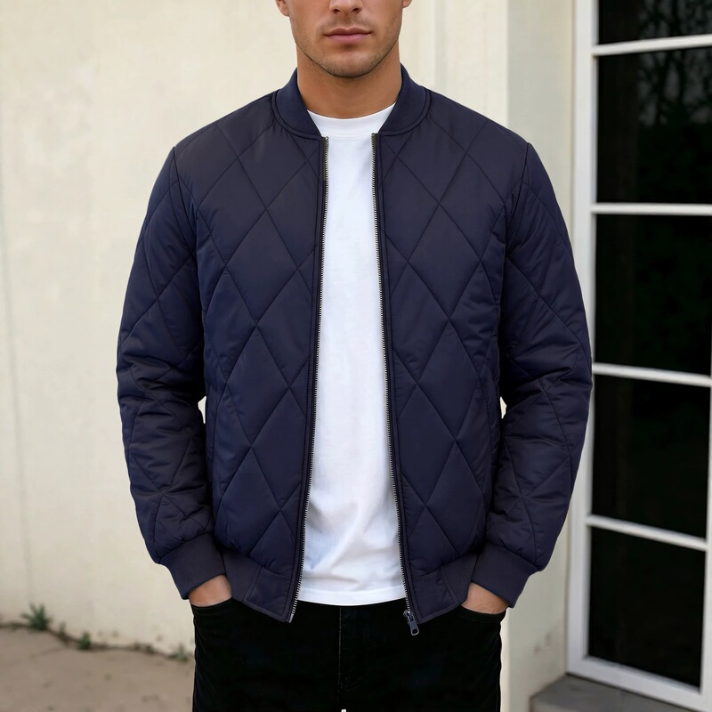 Autumn and winter cross-border Amazon men's jacket, slim-fit solid color coat, European and American cotton coat, foreign trade men's clothing Autumn and winter cross-border Amazon men's jacket, slim-fit solid color coat, European and American cotton coat, foreign trade men's clothing