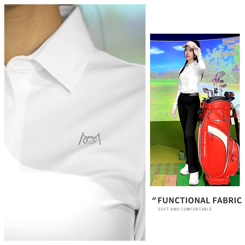 Áo thun dài tay golf nữ đàn hồi cao thoải mái — YF739 [vừa vặn liền mạch/thoải mái đàn hồi cao] áo màu đen, YF739 [vừa vặn liền mạch/thoải mái đàn hồi cao] áo màu trắng, YF739 [vừa vặn liền mạch/thoải mái đàn hồi cao] áo màu xanh nhạt