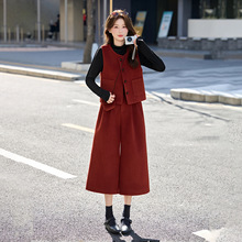 时尚套装2026春季新款女装气质马甲+打底衫+阔腿裤三件套裤YF2698