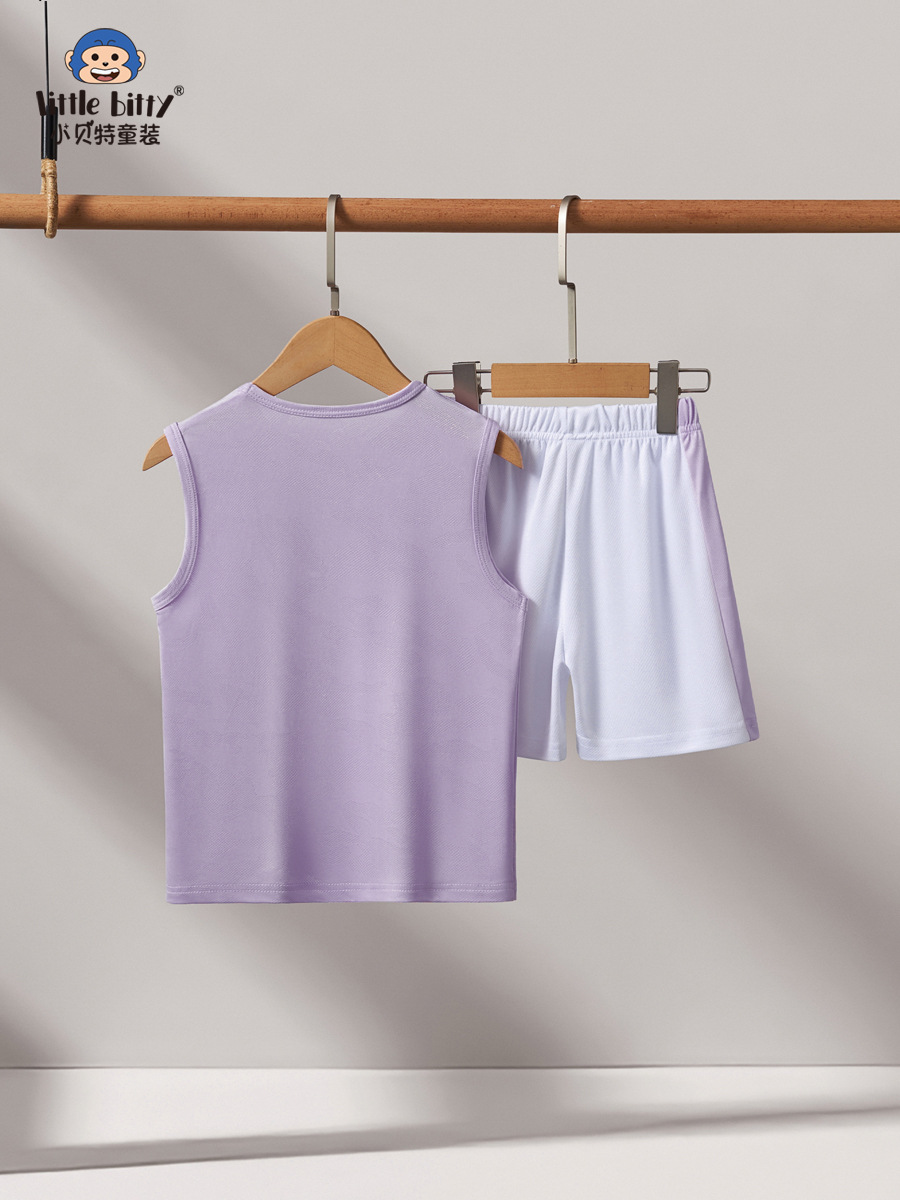 Verano de 2025 nuevos pantalones cortos sin mangas para niños trajes deportivos para niñas moda casual rápida secado ropa para niños grandes