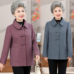中高年の春秋服の国風ファッションのお母さんのコートの短いタイプのおばあさんの春服の年齢を減らしますおばあさんのカジュアルな上着