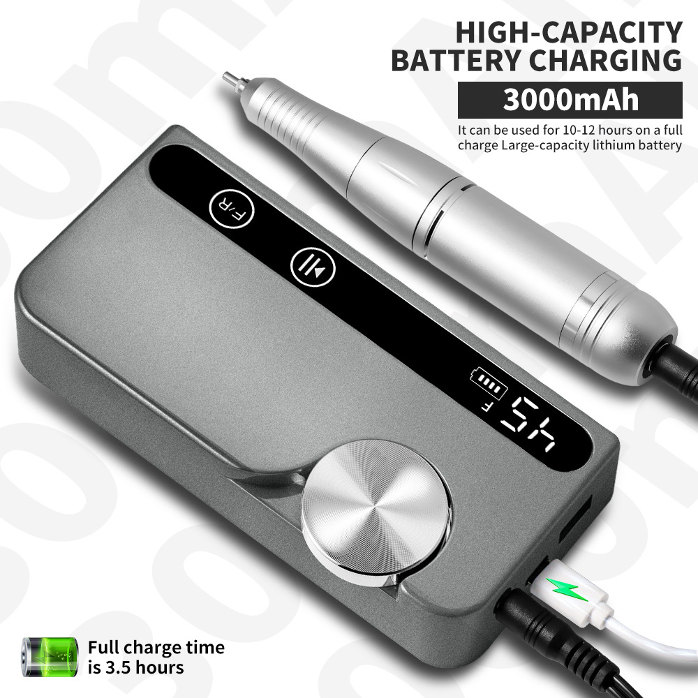 Transfronterizo nuevo profesional de manicuras amolador de uñas 45000 rpm almacenamiento de energía amolador de uñas eléctrico portátil