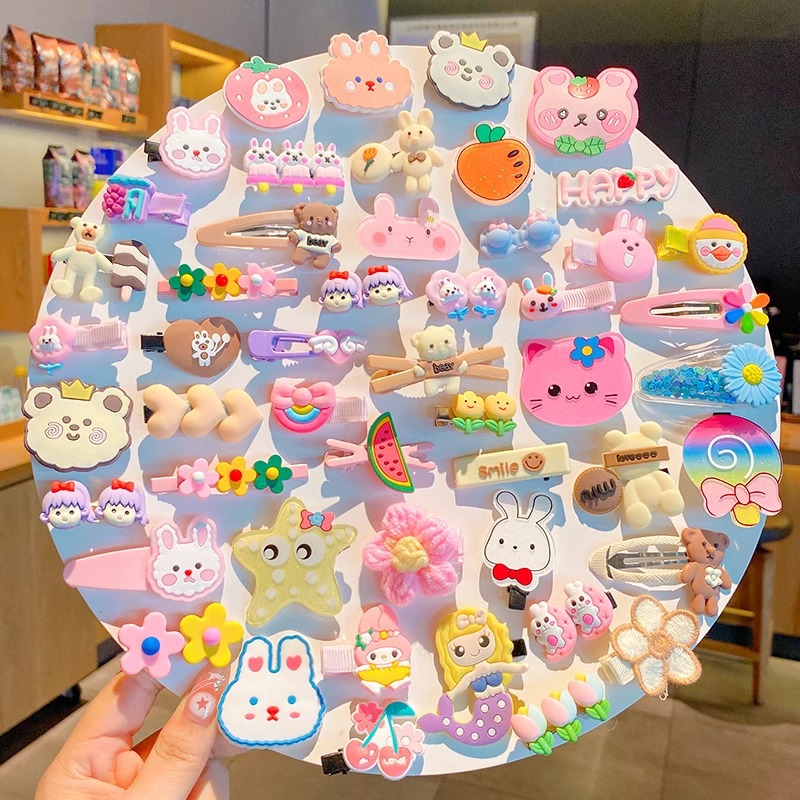 Niños de alto valor de cara lindos clips de dibujos animados conjunto de toque de cabello dulce chica lateral rotura clips de cabello BB clips de cabello de niña