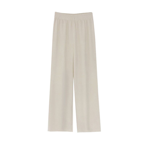 Fall/Winter Chenille Creamy Wide-Leg Pants for Women, Fleece-Lined & Thickened, High-Waisted, Slimming, and Versatile Long Bottoming Trousers