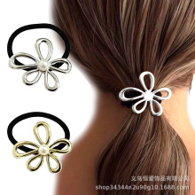 跨境蝴蝶结头绳小香风合金头饰简约高弹力发绳时尚女生高级感发饰