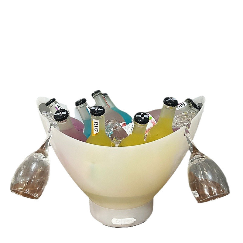 Lingote de material PP Blue music Ice Bucket de gran capacidad LED luminoso KTV Bar hielo portátil comercial
