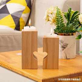 亚马逊供应木质心形蜡烛台木质蜡台婚庆创意圣诞节父亲节礼物