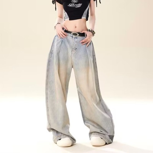 Men's and Women's Unisex Fashion Wide Leg Pants Autumn Straight Leg Pants Crepe Floor-Length Long Pants