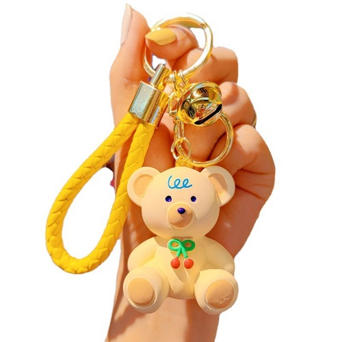 New Creative Cherry Bear Keychain for Women Cute, Fashionable and Exquisite Resin Doll Keychain School Bag Pendant