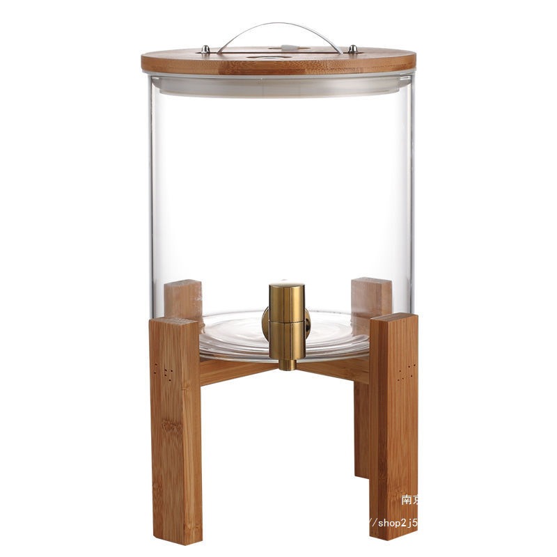Hervidor de agua fría botella de vino de vidrio barril de bebida barril de cerveza con grifo frutas barril de té barril de jugo recipiente barril