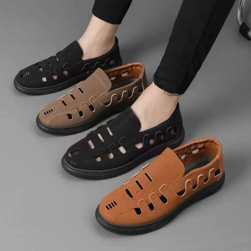 2025夏季新款男士休闲运动鞋网面透气镂空潮流凉鞋时尚休闲潮鞋男