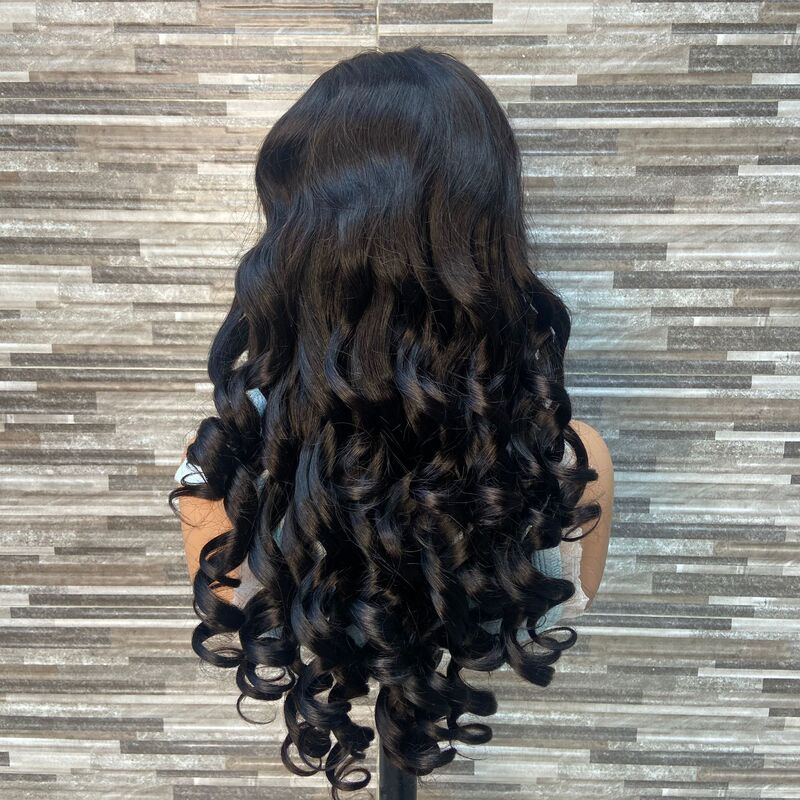 Factory Cross-Border Human Hair Curly Wig Headgear Loose Wave 5×5 Lace Human Hair