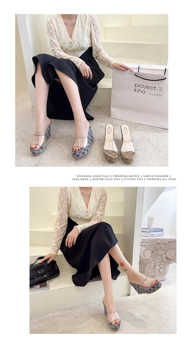 Wedge Sandals For Women Transparent Beach Slippers Stylish_voghion.com