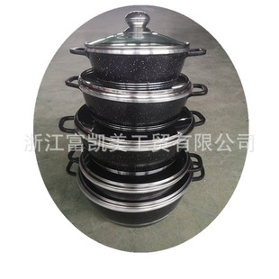 Factory Direct Sales Black Medical Stone Die-Cast 10-Piece Non-Stick Aluminum Pot Set 20/24/28/32 Soup Pot + 28