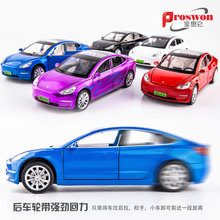 盒装 宝思仑仿真1:32 Model3声光六开合金车模型儿童男孩玩具批发