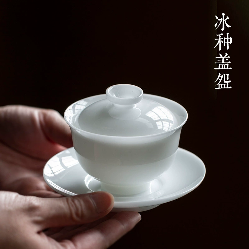 Ceramic tea cup white jade, tea set, DIY, ice imitation