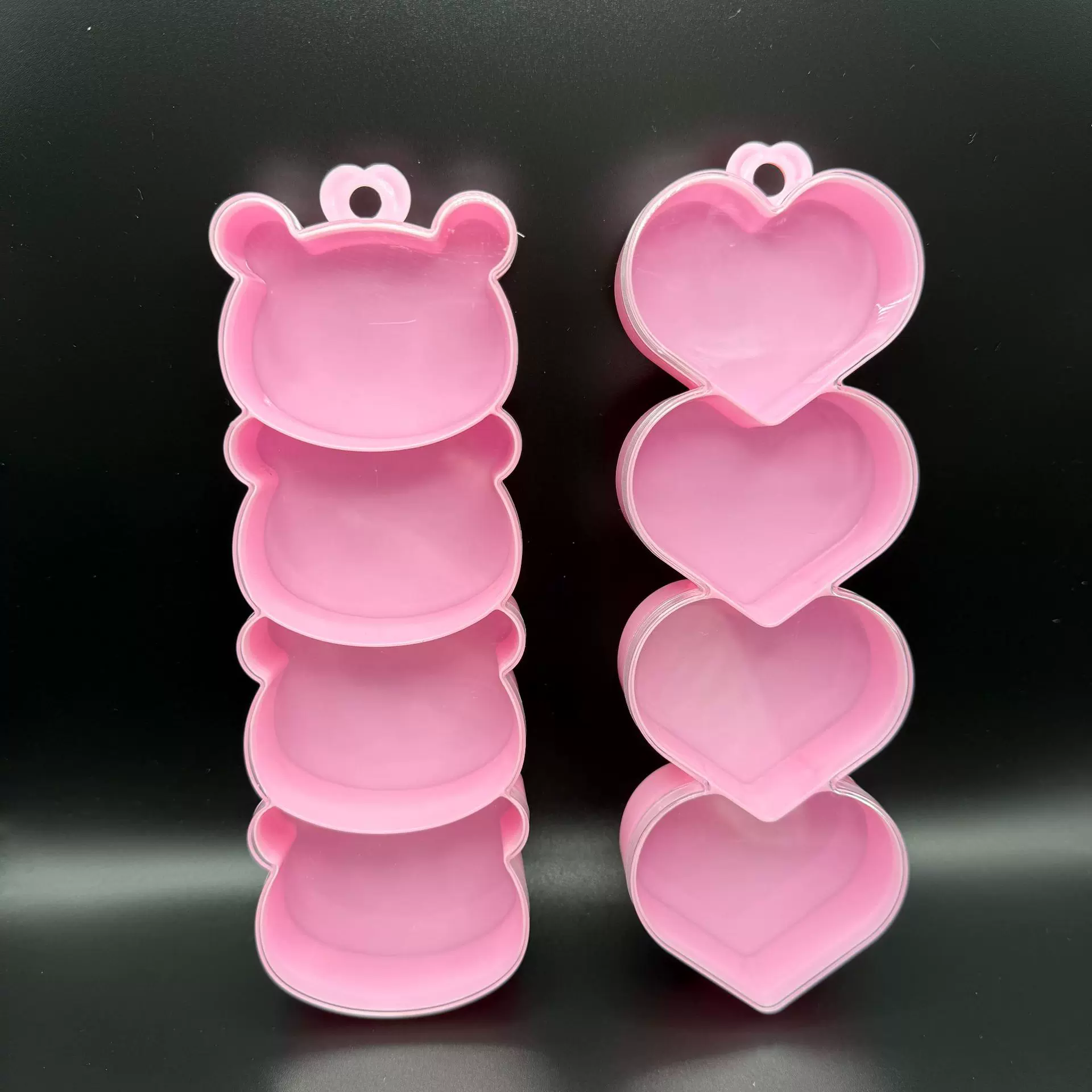 桌面可爱爱心分格收纳盒儿童手工DIY小熊饰品配件多格整理盒批发