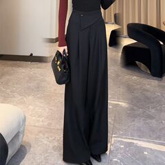 サイモンライナ新中国式ベルベットワイドパンツペンダント感高腰ストレートパンツカバー
