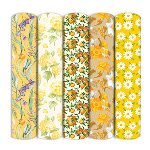 Yellow small floral series printed thin polyester cotton or polyester canvas fabric handmade diy patchwork bag fabric pillow fabric 1Yc35491