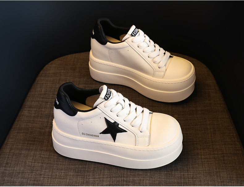 Giày sneaker nữ chunky đế dày tăng chiều cao, form thể thao mùa xuân — Màu đỏ be chi tiết 7