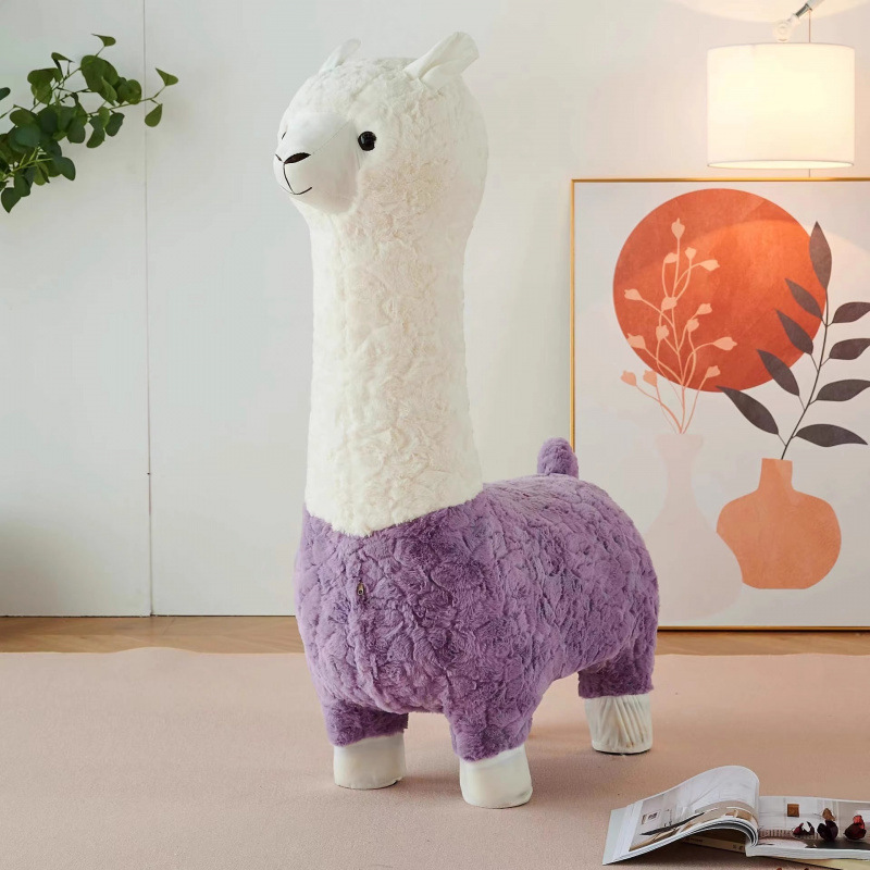 Internet celebridad creativa taburetes de alpaca de tamaño grande sala de estar adornos de suelo asiento de animales de peluche regalo de mudanza de nuevo hogar
