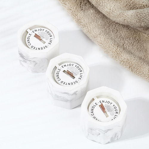 Handmade soy wax scented candle marbled plaster ink cup candle smokeless romantic aromatherapy ins style