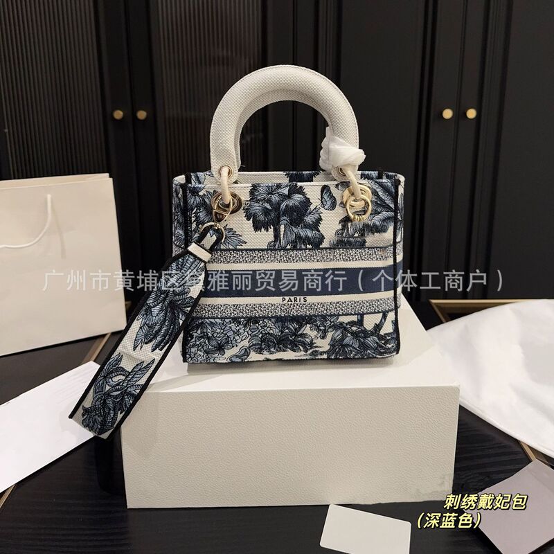 跨境2025新款经典刺绣戴妃手提单肩斜挎包包高品质轻奢女士手提包|undefined