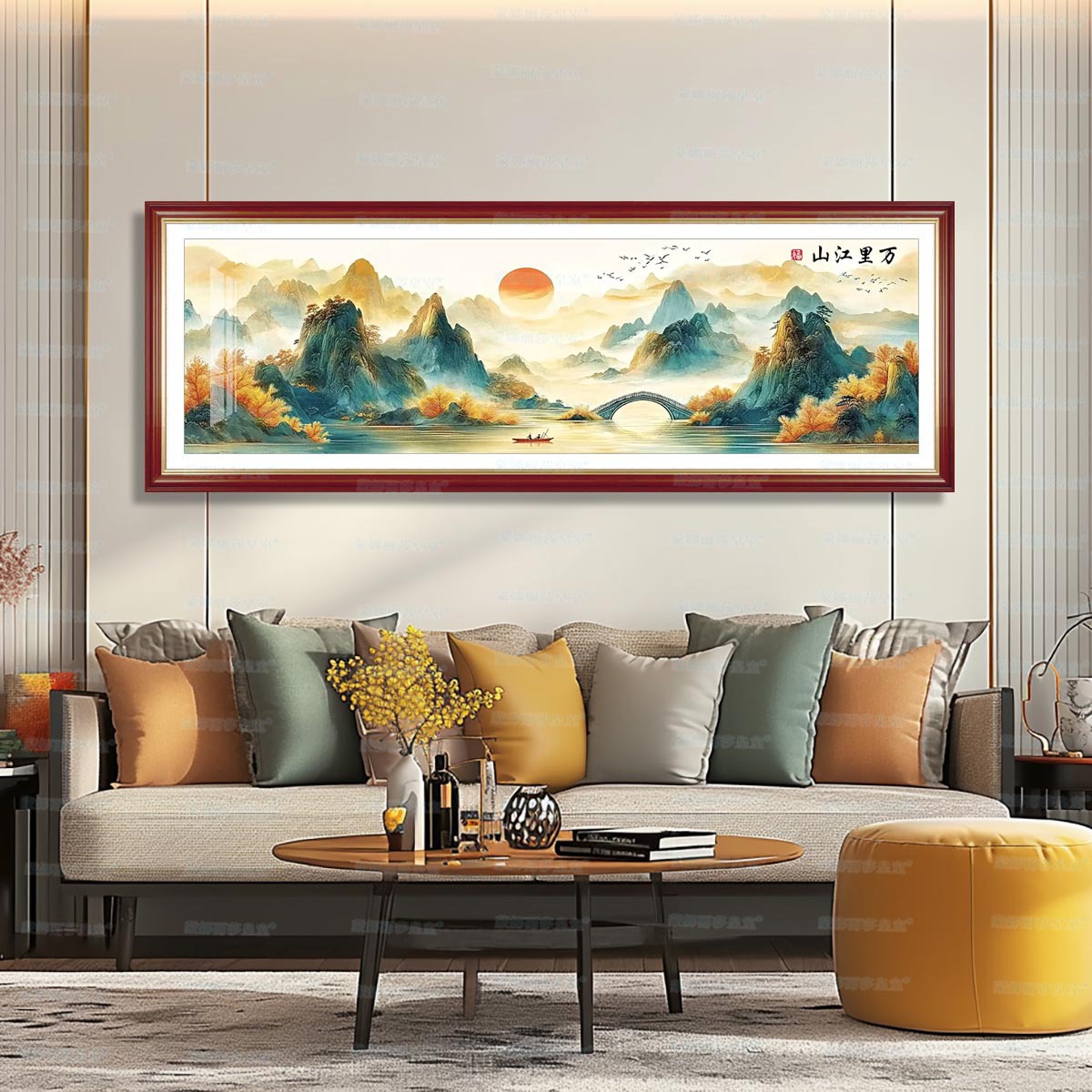 [Tela de algodón importada] Mona Lisa Royal Cross Stitch Diez mil millas de montañas y ríos Pintura de paisaje de punto de cruz grande Sala de estar image 2