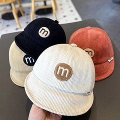 Baby hat autumn and winter cute corduroy boys and girls fisherman hat baby travel sunshade versatile basin hat trend