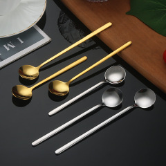 Stainless steel spoon creative high-end coffee spoon gift set gold small round spoon gift spoon dessert spoon small round spoon