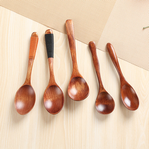 K9HX wholesale solid wood spoon wooden spoon spoon long spoon household wooden rice spoon small wooden spoon honey spoon stir