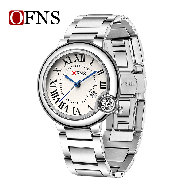 OFNS new Roman scale couple quartz skin with fashion trend personality simple square quartz men's and women's watch