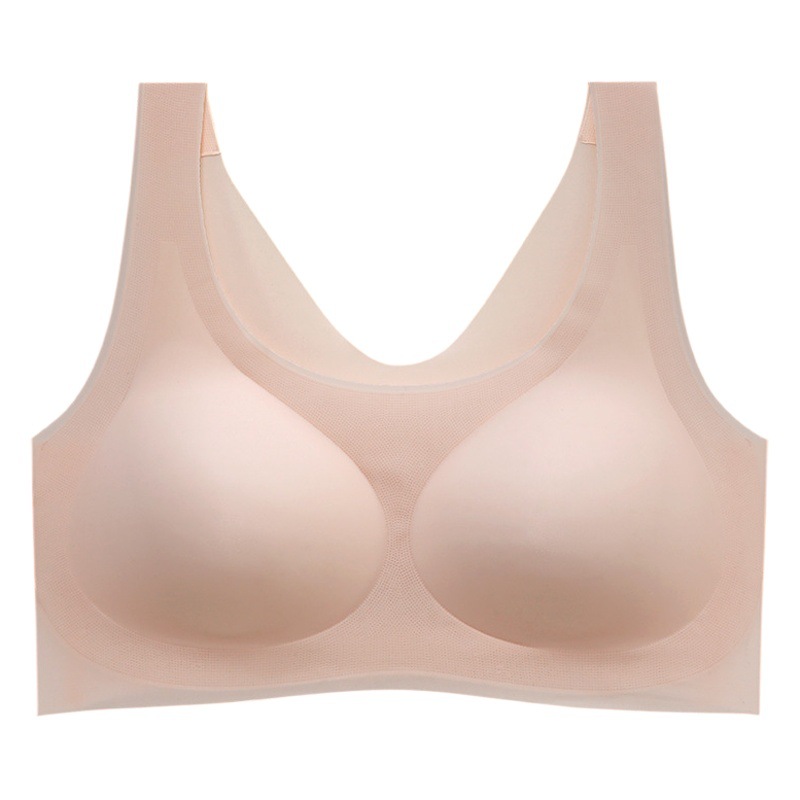Verano japonés de seda de hielo ultrafino sin costuras chaleco ropa interior pecho-recepción invisible de una pieza sujetador fijo 668
