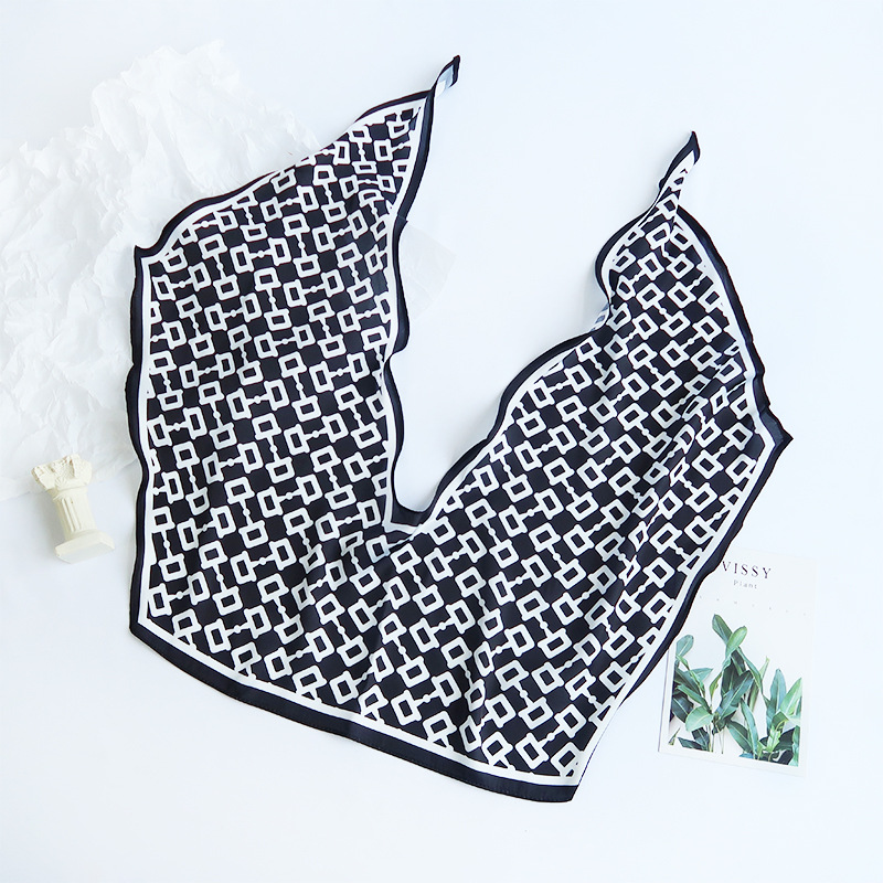 2025 nuevo bufandas de seda hexagonal bufandas de hombro alta sensación de moda de diseño minimalista de seda simulada bufandas temperamento universal