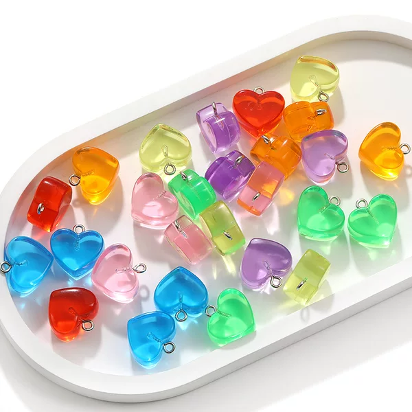 Japanese sweet 7 color optional acrylic resin love pendant hand diy accessories