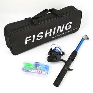 Cross-Border Direct Supply Fiberglass Retractable Lure Rod Spinning Reel 1.5m Fishing Gear Set Portable Casting Rod