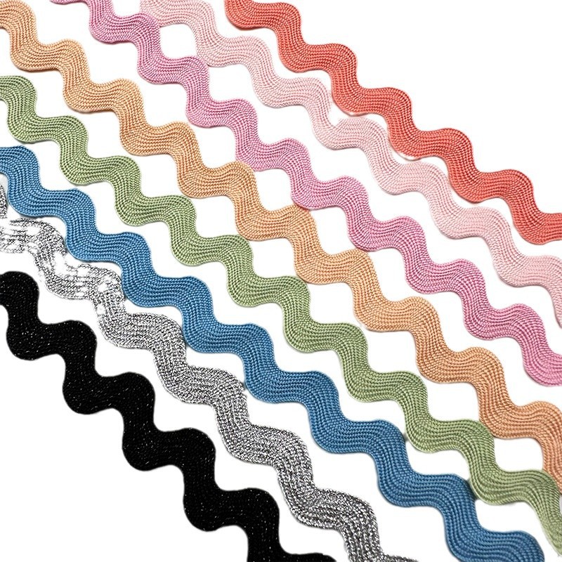 Color poliéster 1cm correa curva en forma de S encaje ondulado ropa cortina almohada falda decoración marinero accesorios