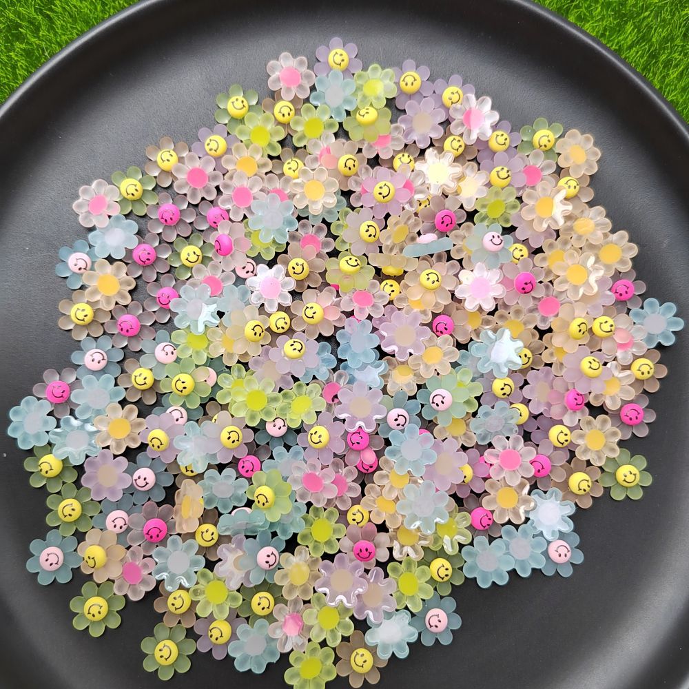 笑脸太阳花朵DIY奶油胶自制发夹手机壳饰品树脂配件材料