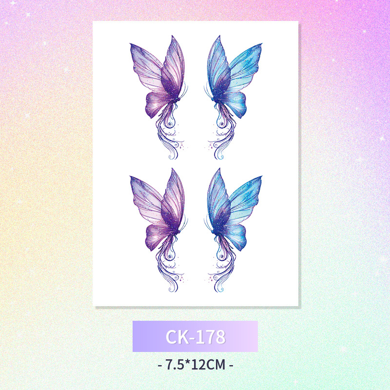 Glitter mariposa cara pegatinas tatuaje pegatinas hadas lavable impermeable de larga duración lindo unicornio ciervo Luna Estrella Planeta