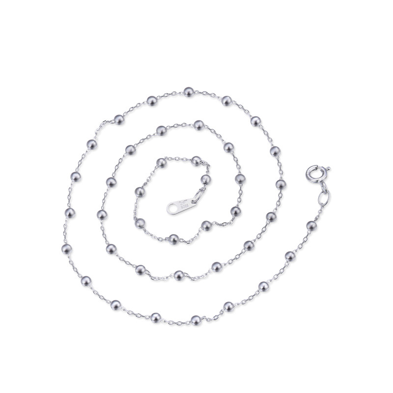 Collar de plata esterlina s925 mujer cadena de plata sin colgante cadena de cuentas hombre cadena de clavícula cadena de suéter de alta calidad cadena de celana