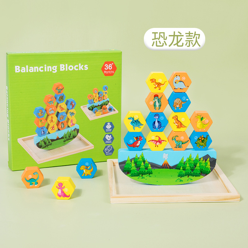 Columpio de madera transfronterizo para niños apilando bloques de construcción de alto equilibrio jengle kindergarten educación temprana juguetes educativos