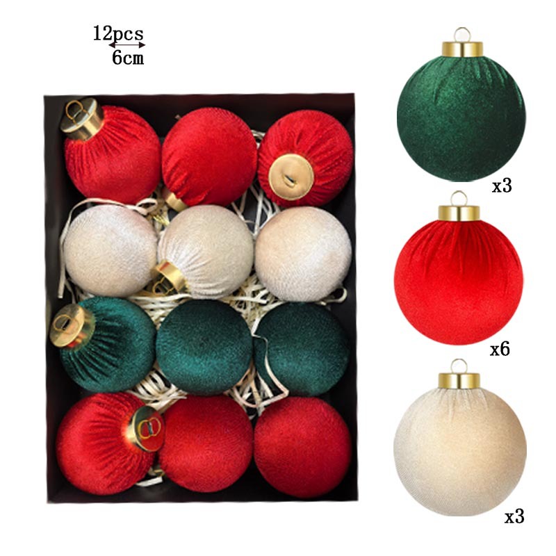 6CM12 bola de Navidad tela de peluche de alto lujo tela de peluche bola de tela decoración de Navidad árbol