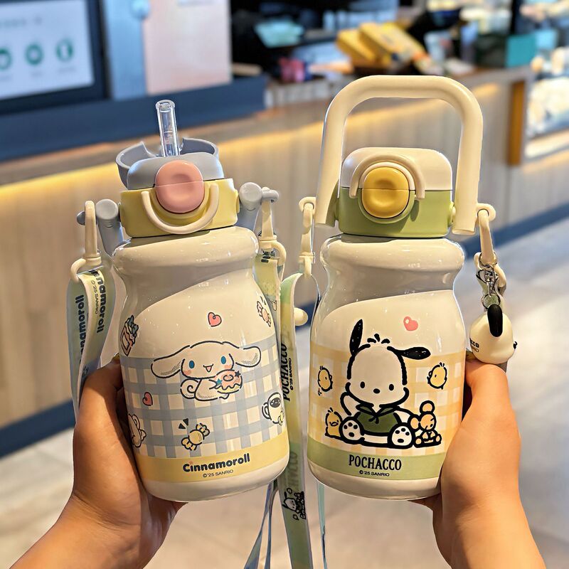 三丽鸥可爱儿童保温杯2025新款大容量手提水壶女生双饮吸管杯防摔|undefined